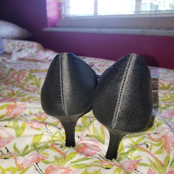 NEW Laura Scott Size 7 Black Heels Rhinestones - Picture 10 of 11